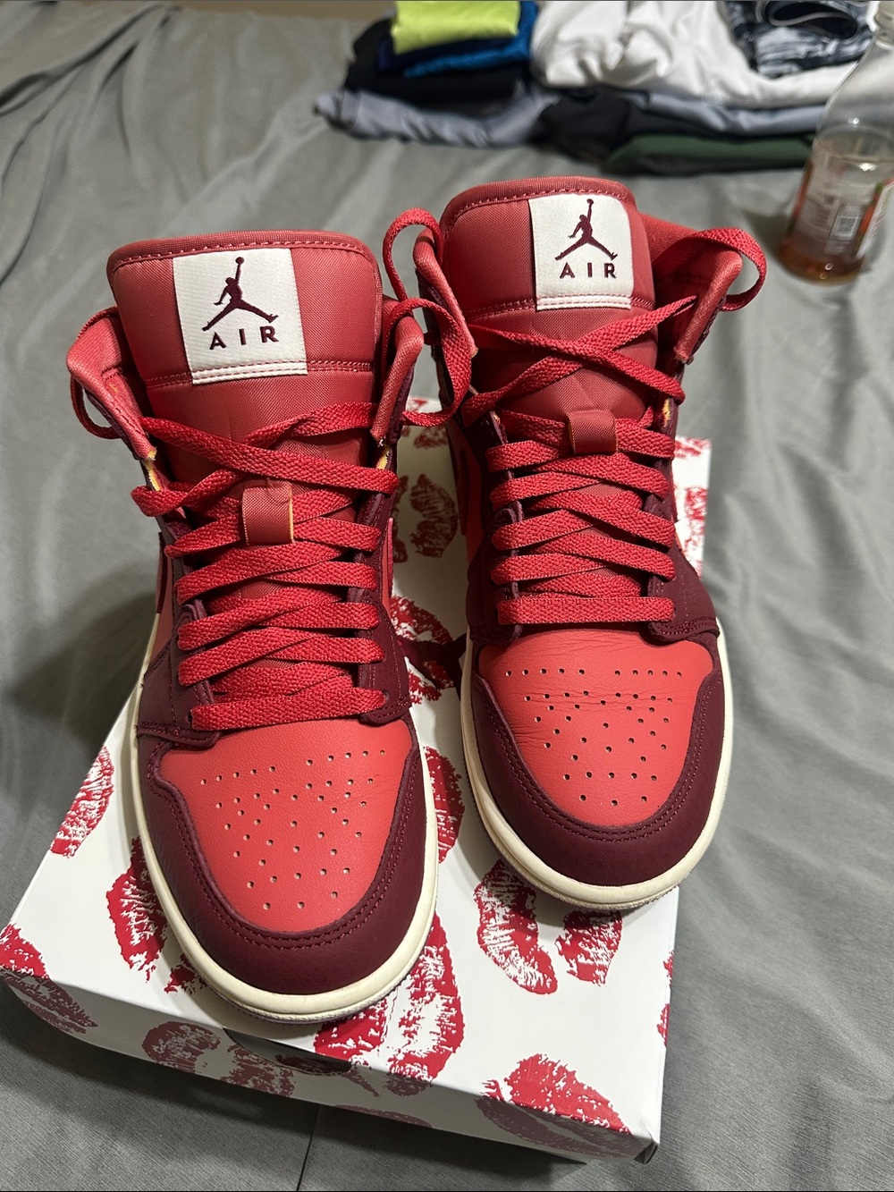 Jordan Women’s Red and Burgundy High-Top Sneakers